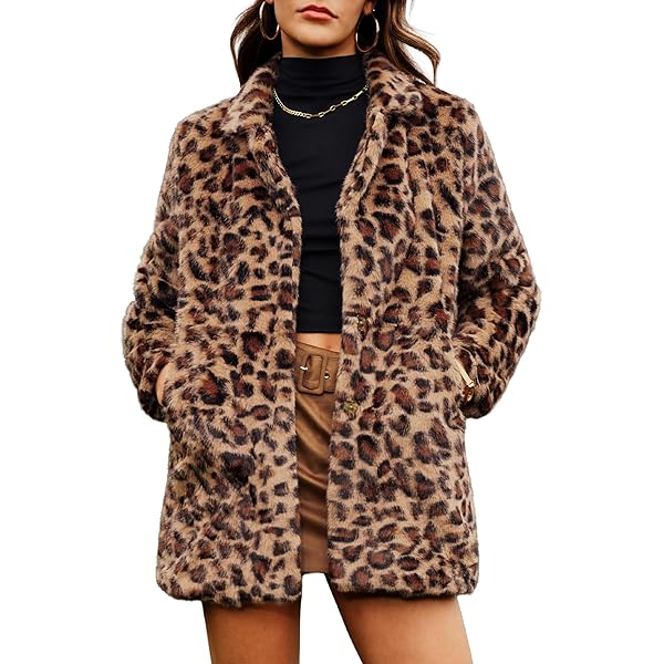 LVCOMEFF Women Natural Rex Rabbit Fur Leopard Coat with Hood Brown